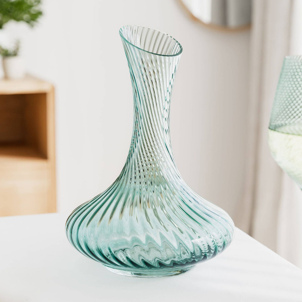 Twist Green Coloured Glass Wine Decanter