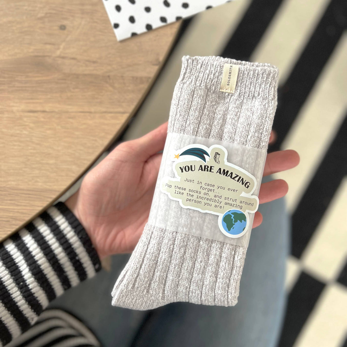 You Are Amazing Wrapped Super Soft Snug Gift Socks: Men's Grey 7-11