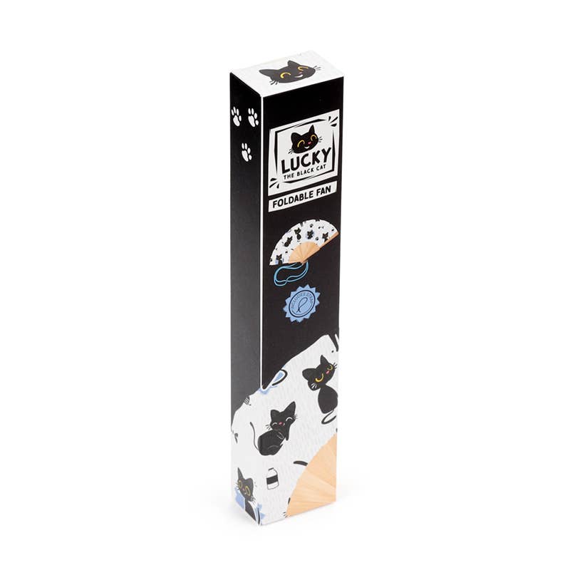 Lucky the Black Cat Folding Hand Fan