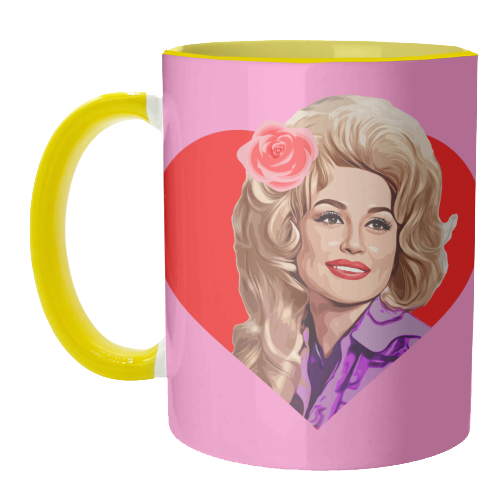 Mugs 'Dolly in Red Heart' by DOLLY WOLFE: Mug Colour Inner & Handle 11Oz - Red