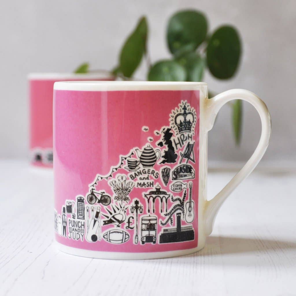 British Pink Illustrated Mug: Default Title