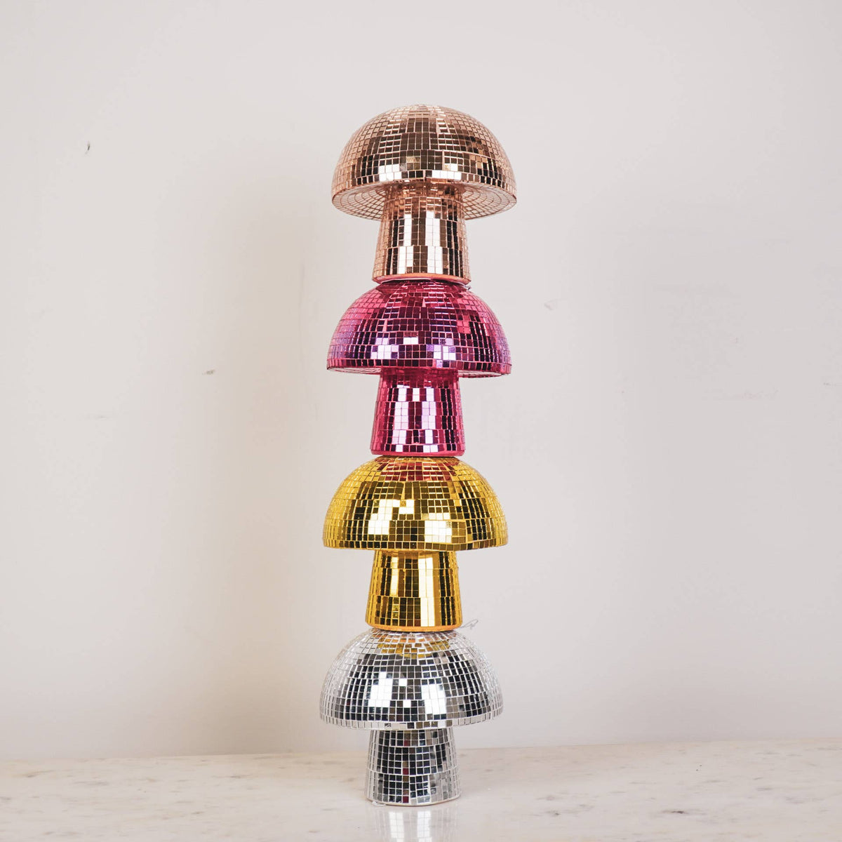 Ornament - Disco- Mushroom - Glass -Silver-14x14x14cm