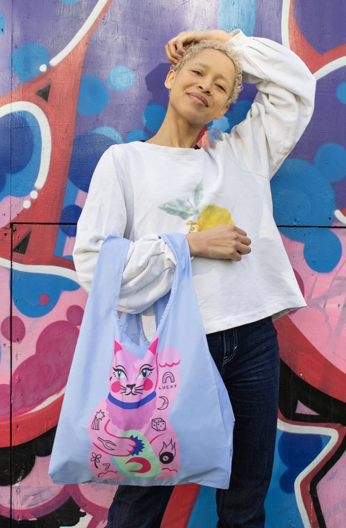 Amy Hastings | Lucky Cat Medium Reusable Bag