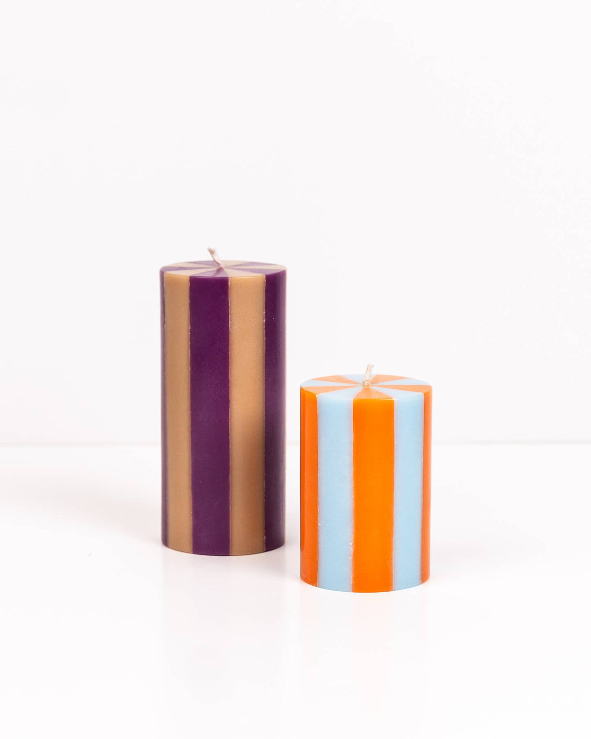 Stripe Pillar Candle S (STOCK): Bright Red / White