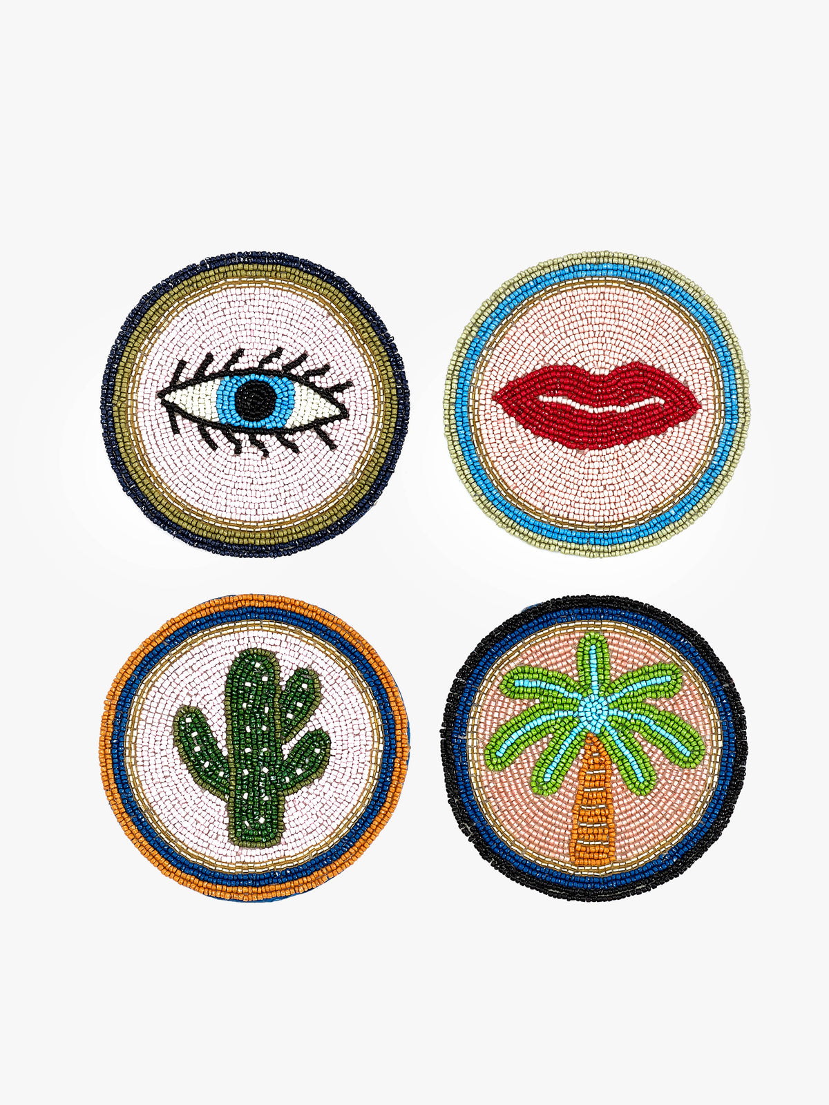 Eleanor Bowmer Set Of 4 Icon Beaded Coasters