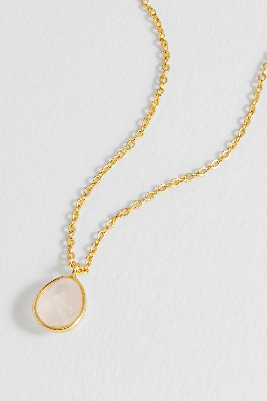 Wellness Faceted Rose Quartz Gemstone Teardrop Necklace