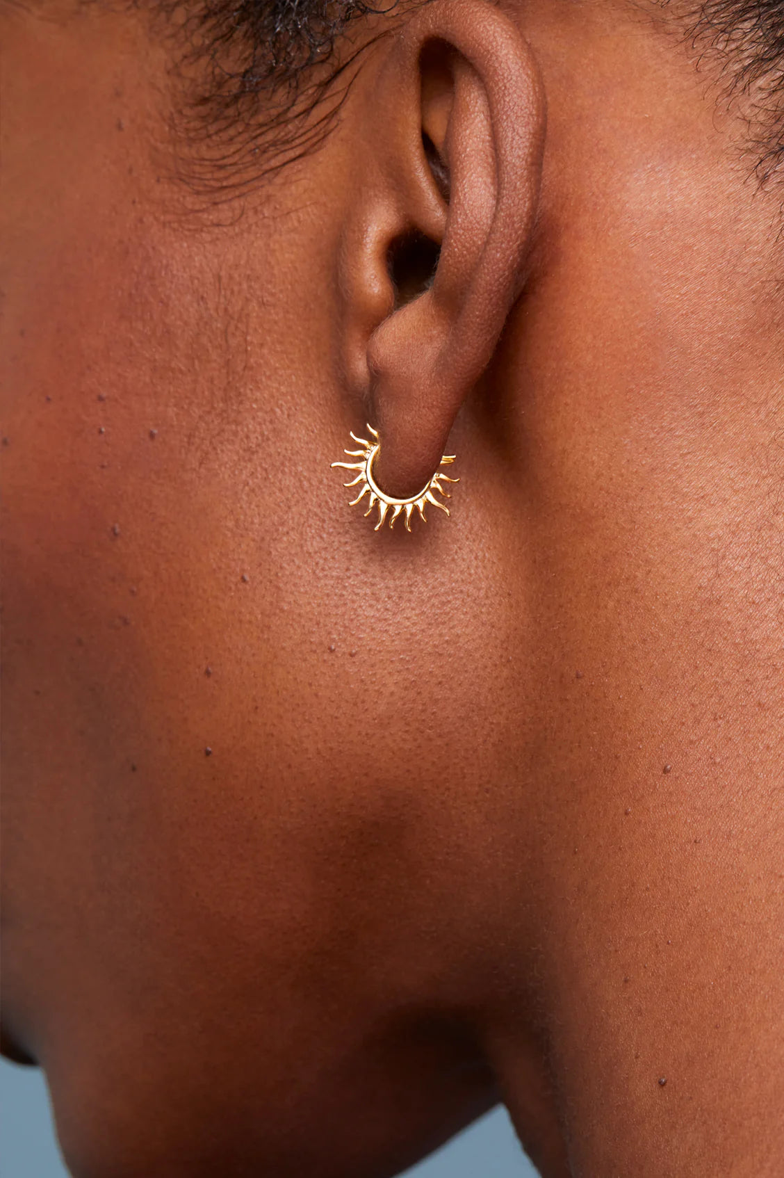 Sun Huggie Gold Plated Hoop Earrings