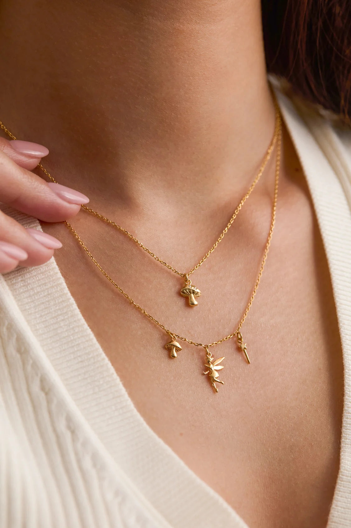 I Love You So Mush CZ Mushroom Gold Plated Necklace
