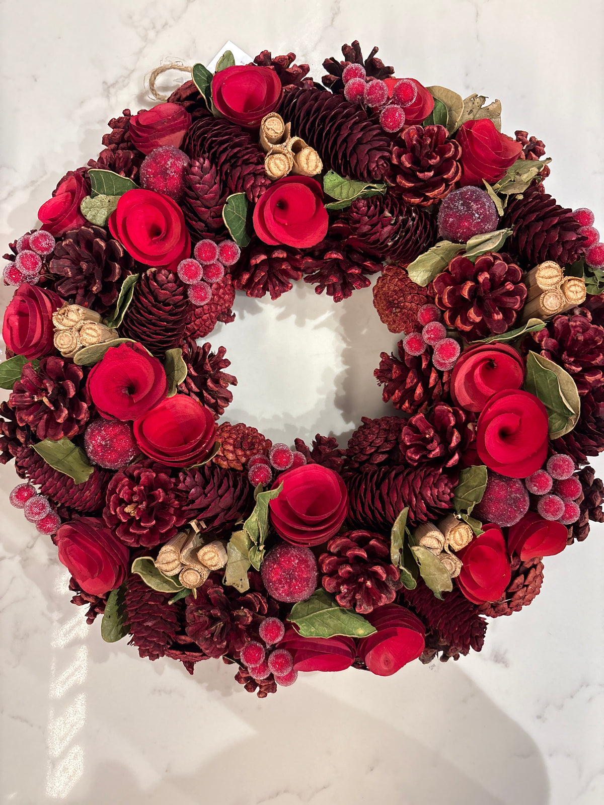Red Pine Cone Christmas Wreath