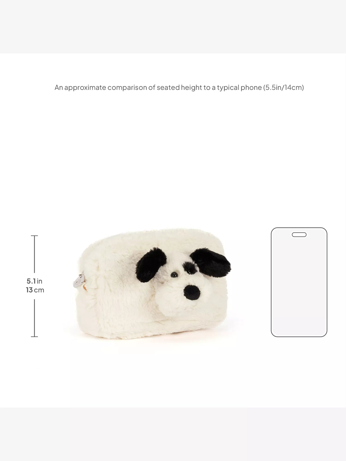 Jellycat Rufferty Black & White Puppy Pouch (13cm)