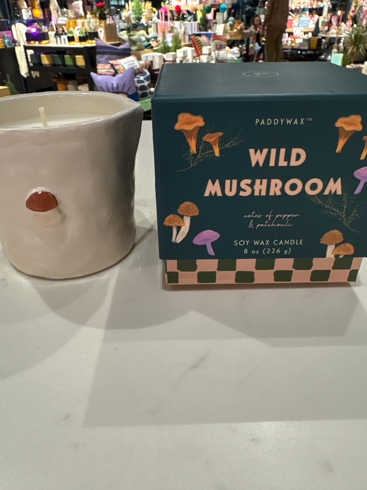 Bistro 8oz/226g Mushroom Embossed Ceramic Candle - Pepper & Patchouli