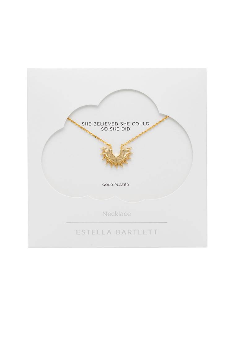 Half Sunburst Gold Plated Necklace