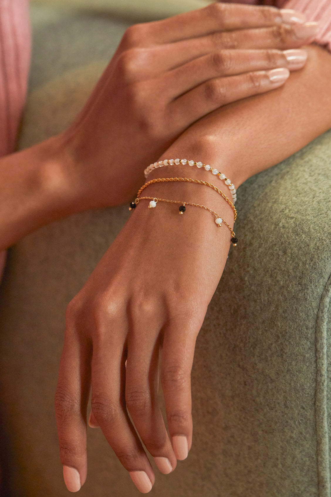 Gemstone Amelia Moonstone Gold Plated Bracelet