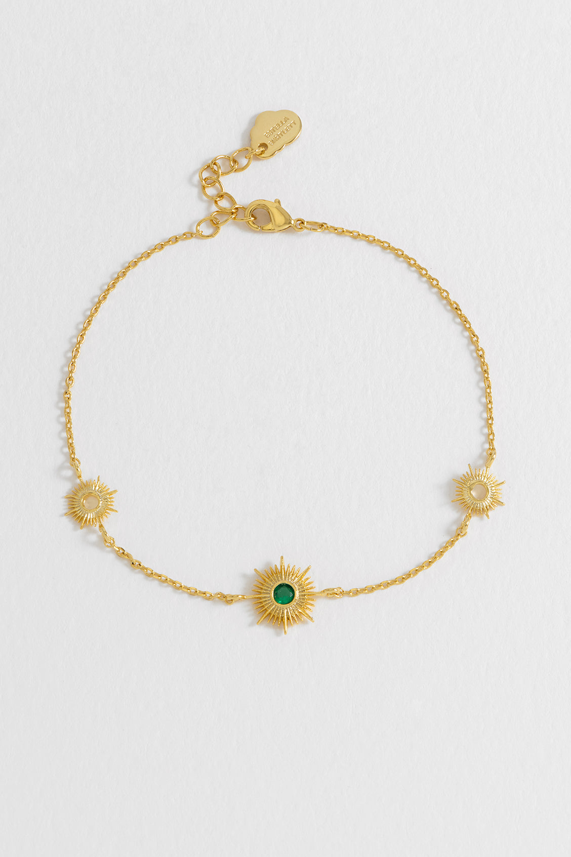 Multi Sunburst Green CZ Gold Plated Bracelet