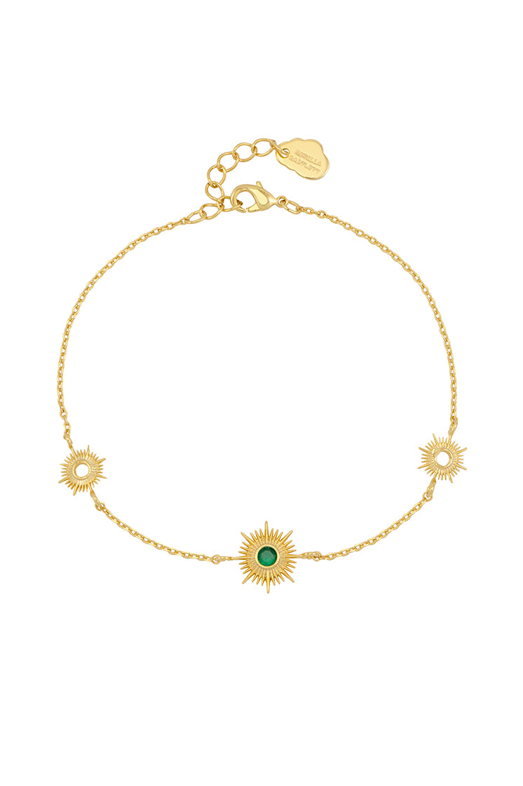 Multi Sunburst Green CZ Gold Plated Bracelet