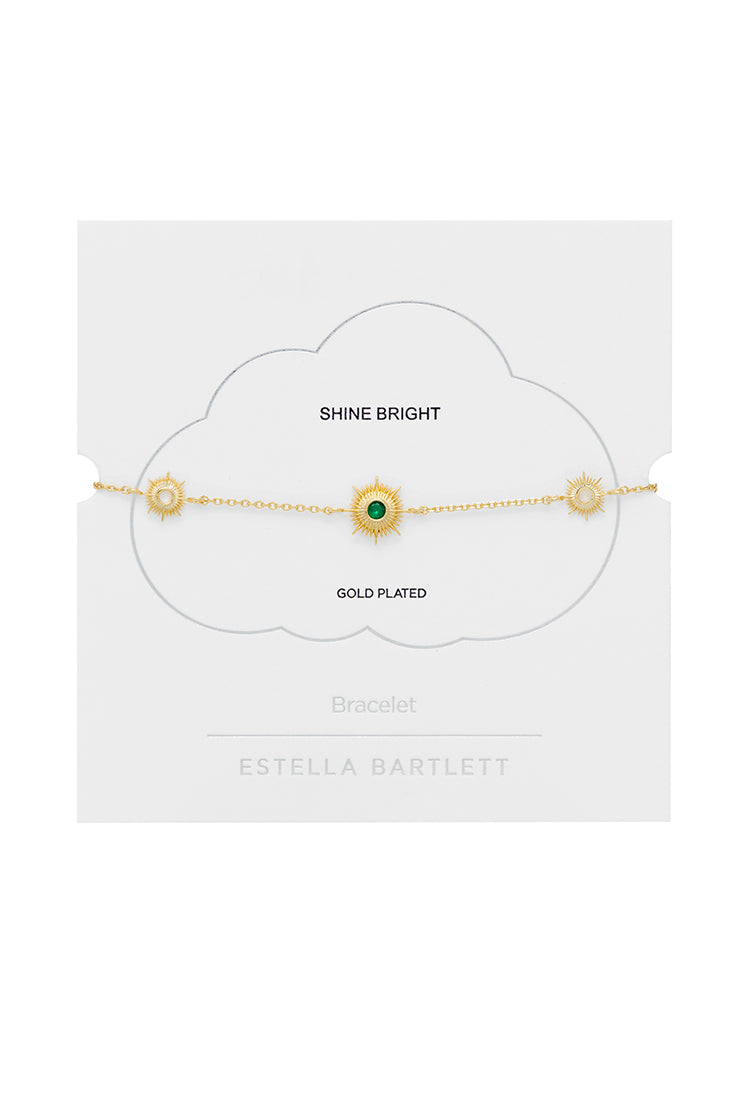Multi Sunburst Green CZ Gold Plated Bracelet