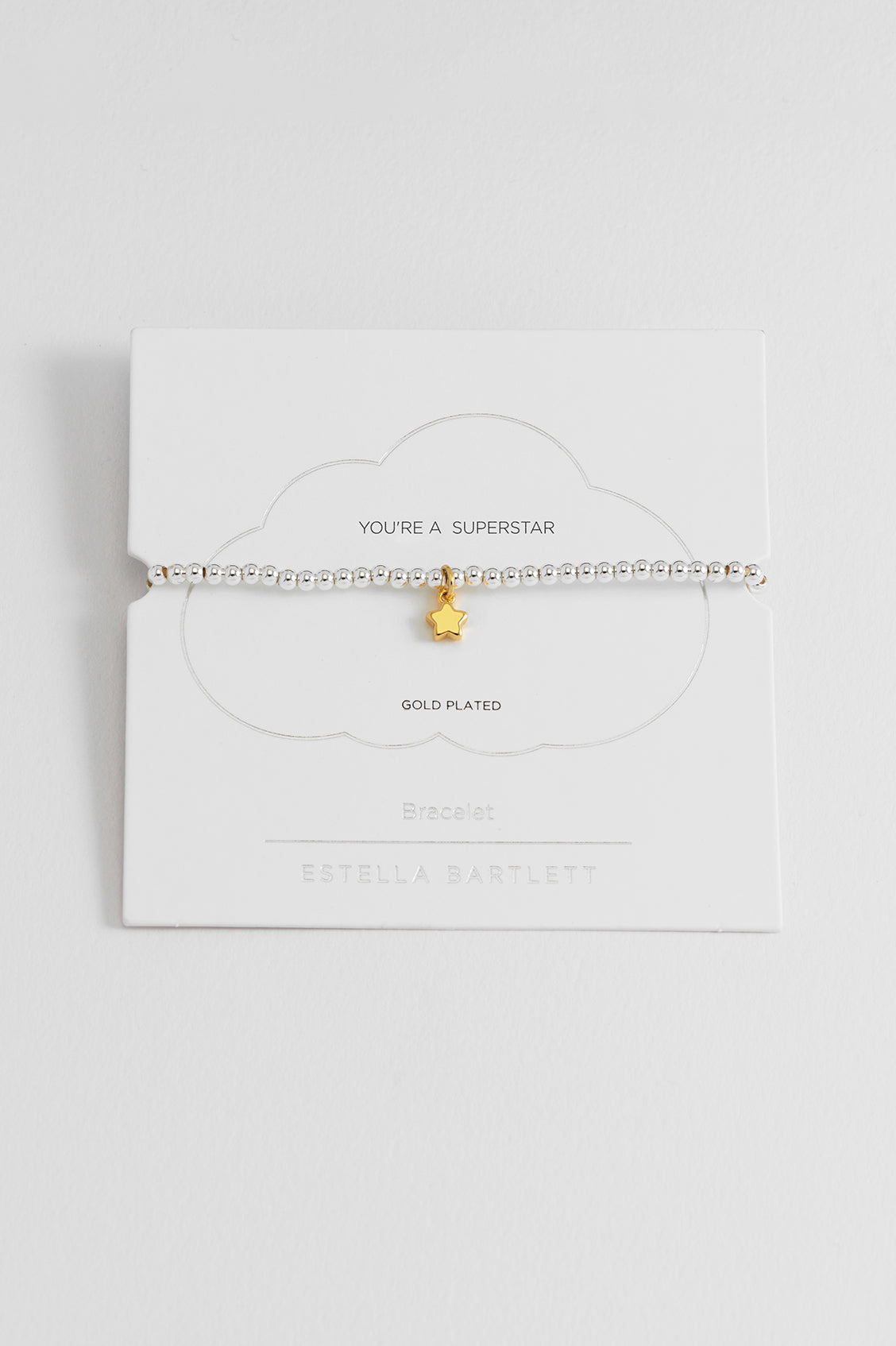 Sienna Beaded Puffy Star Gold Plated Charm Bracelet