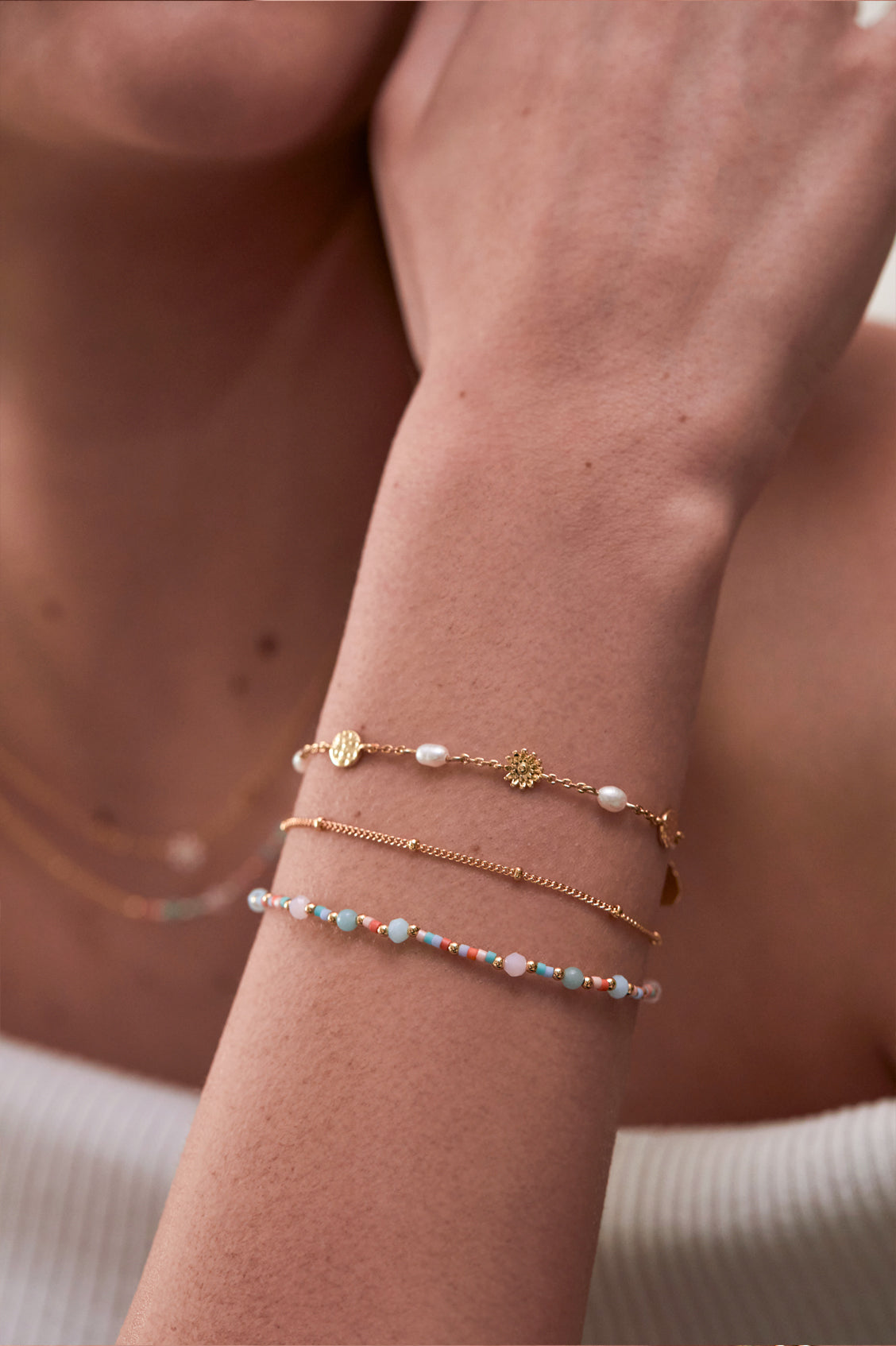 Mini Mixed Duo Chain Gold Plated Bracelet