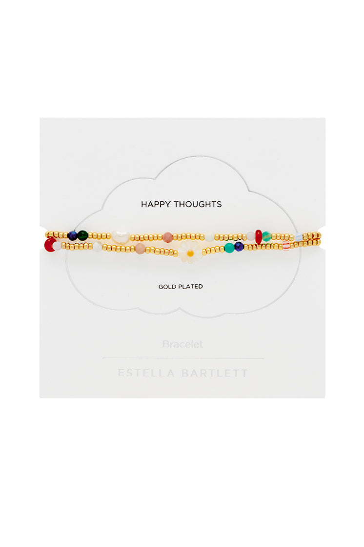 Mixed Glass, Pearl And Gemstone Duo Gold Plated Bracelet