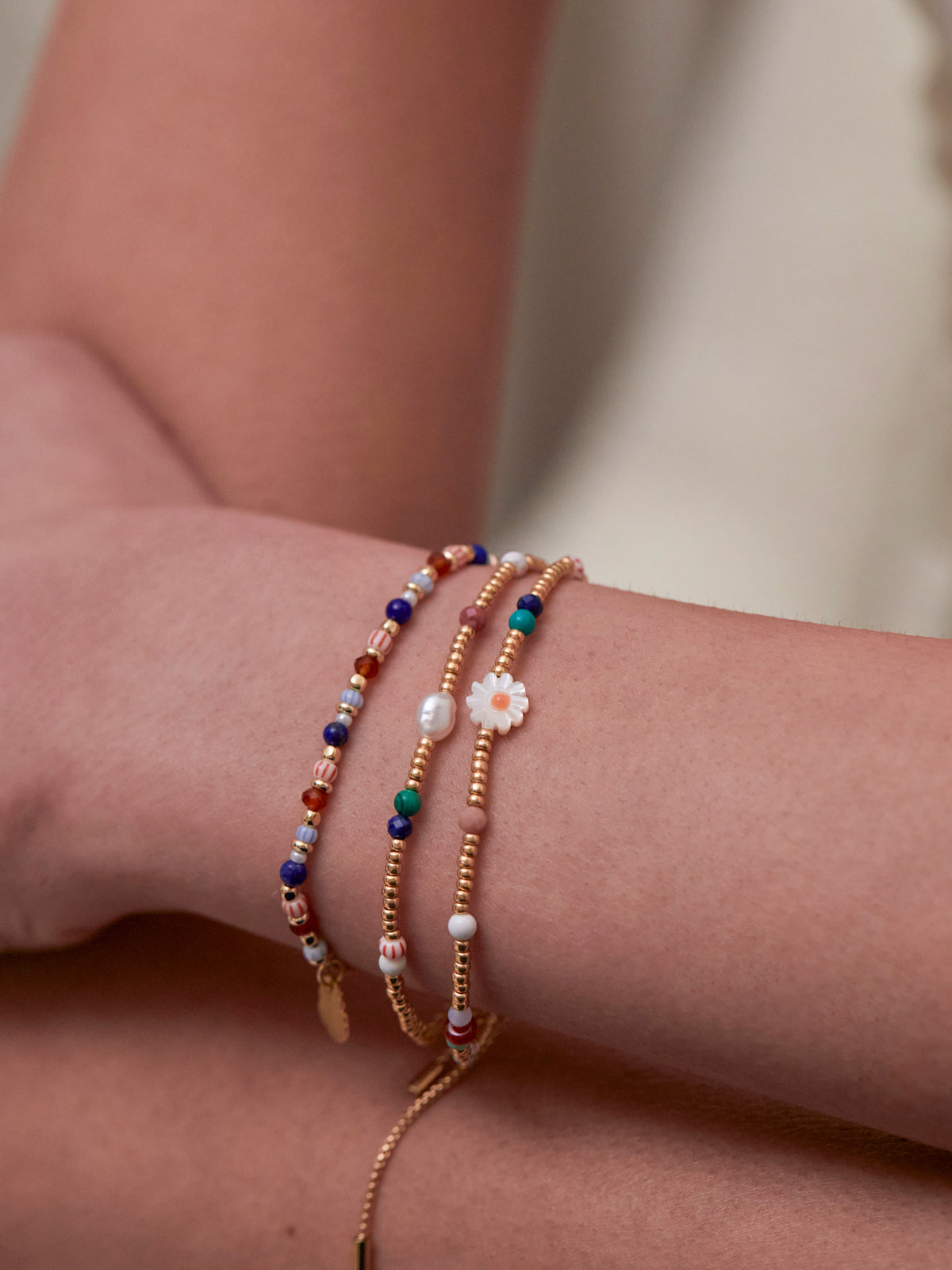 Mixed Glass Amelia Gold Plated Bracelet