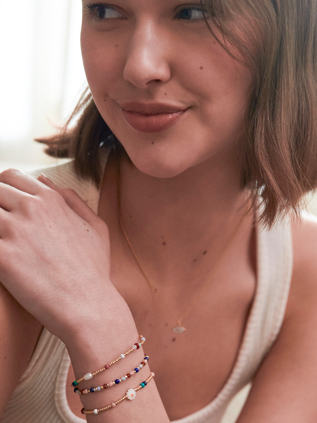 Mixed Glass Amelia Gold Plated Bracelet