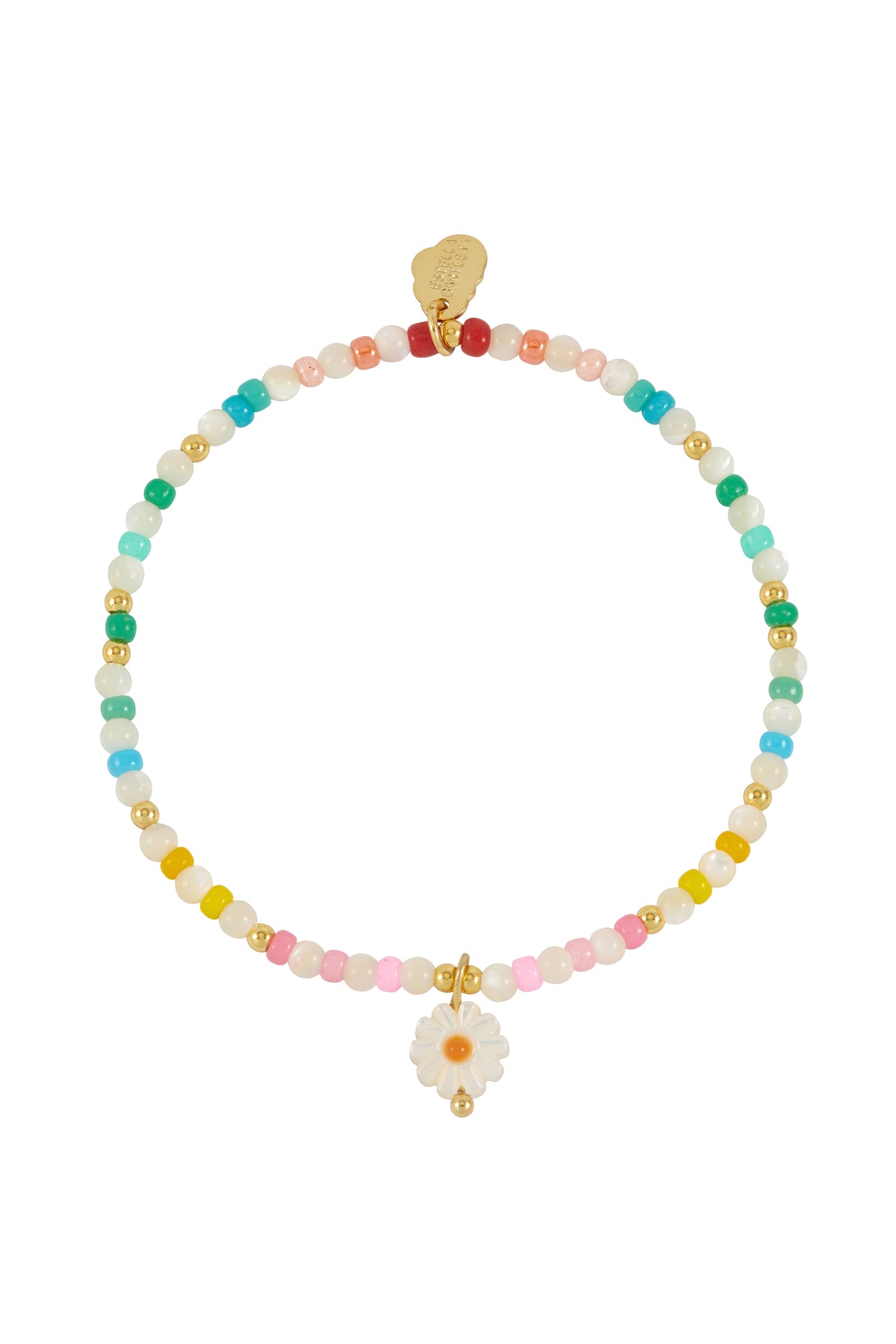 Multi Gemstone Shell Flower Gold Plated Bracelet