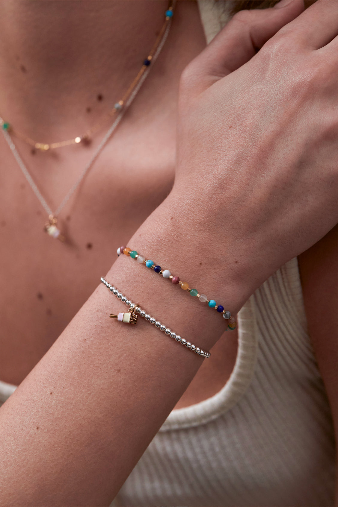 Wellness Mixed Gemstone Amelia Gold Plated Bracelet
