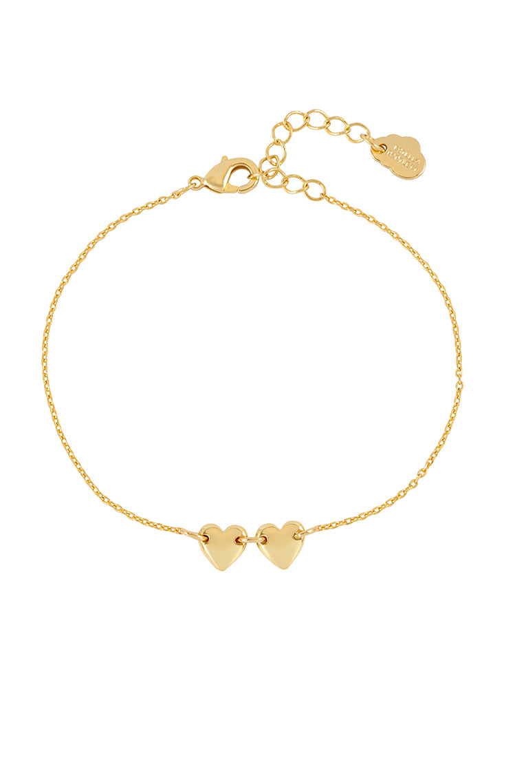 Gold Connected Hearts Charm Gold Plated Bracelet
