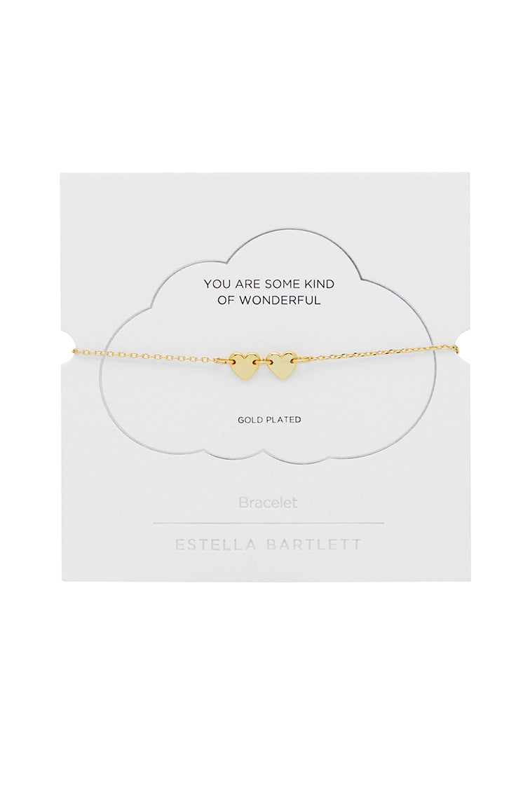 Gold Connected Hearts Charm Gold Plated Bracelet
