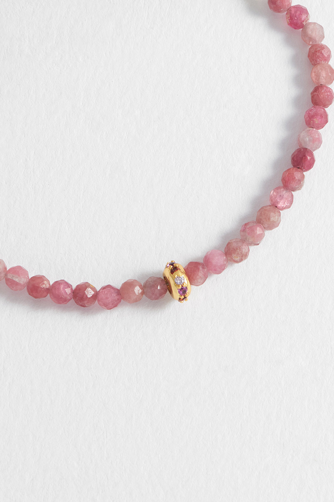 Amelia Pink Tourmaline CZ Disc Gold Plated Bracelet
