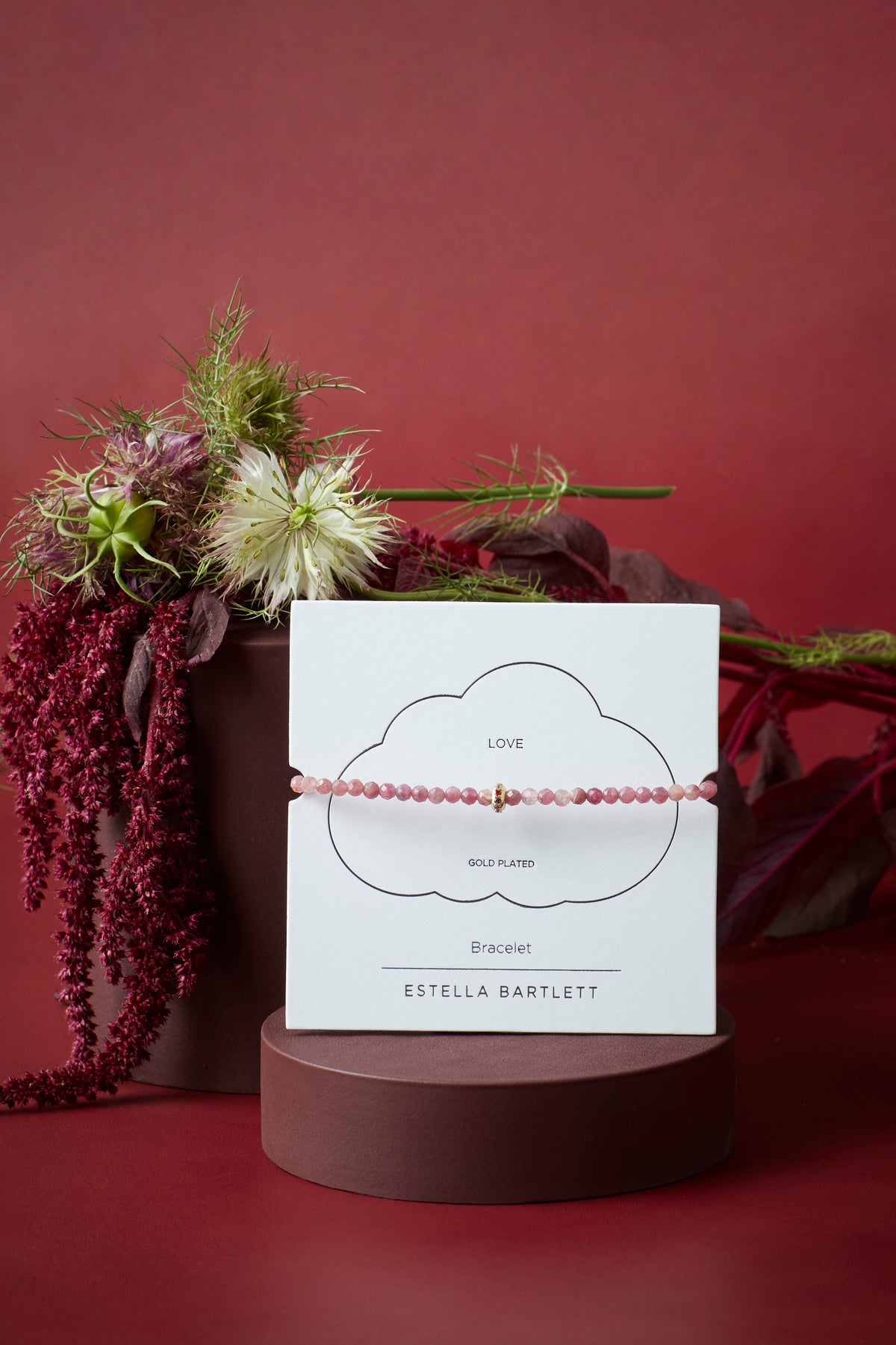 Amelia Pink Tourmaline CZ Disc Gold Plated Bracelet