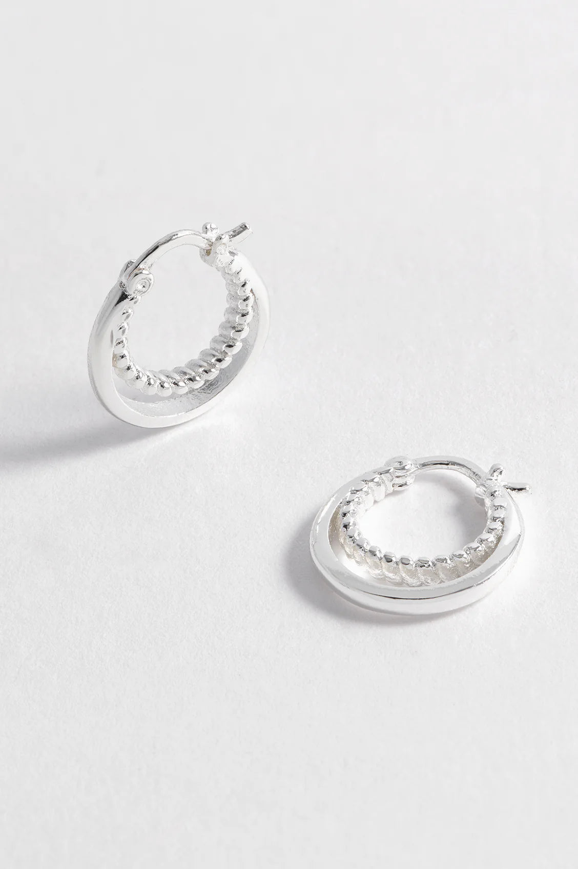 Double Twisted Silver Plated Hoop Earrings