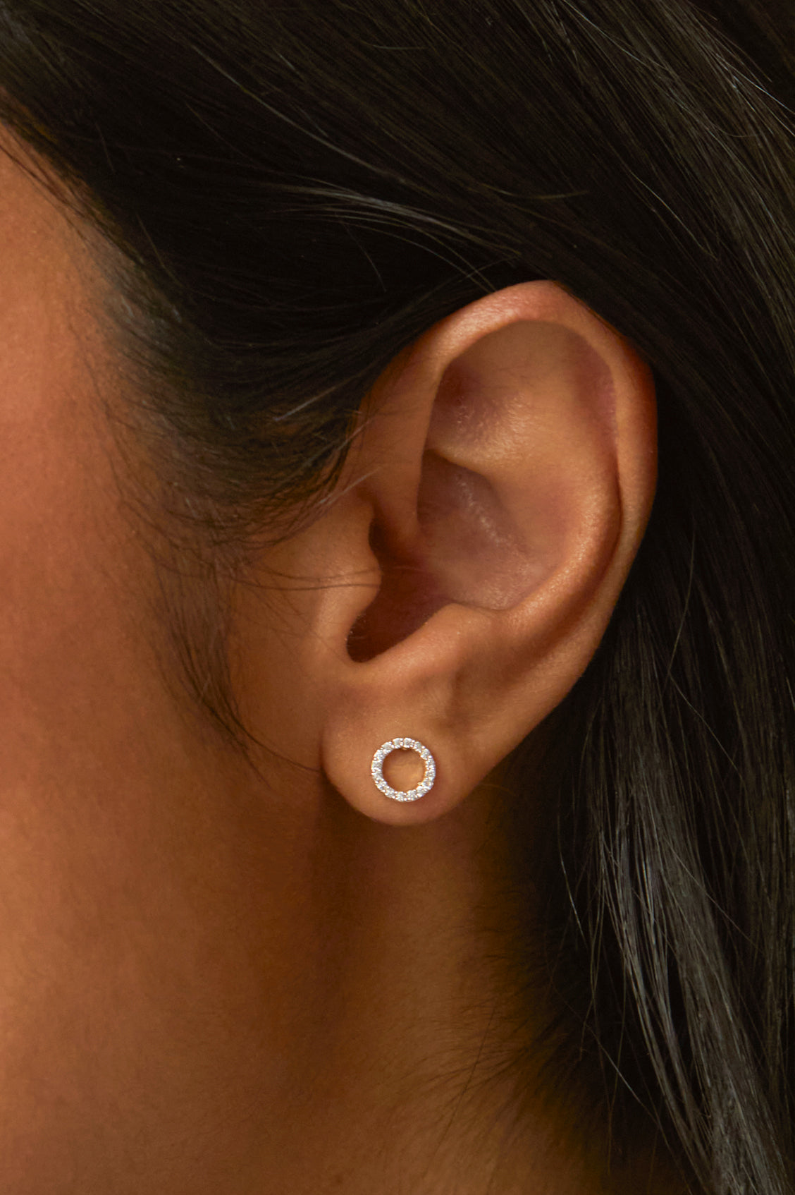 Cz Circle Silver Plated Earrings