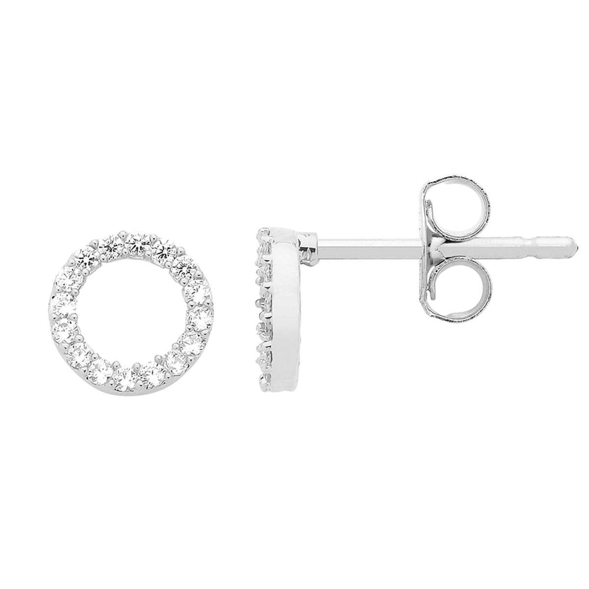 Cz Circle Silver Plated Earrings