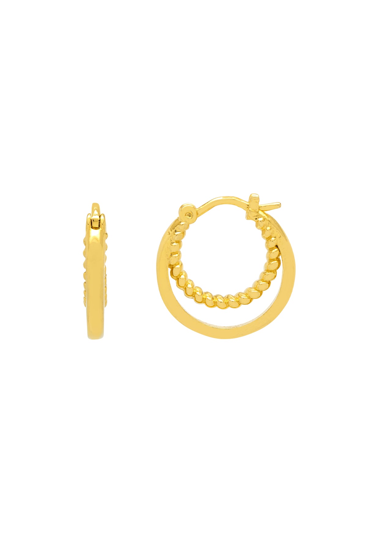 Double Twisted Gold Plated Hoop Earrings