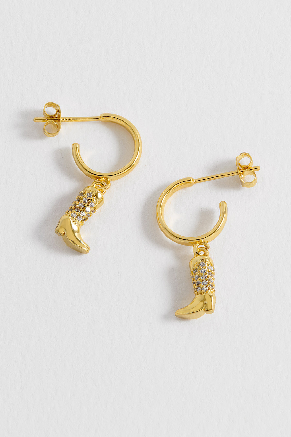 Cowboy Boot Hoop Earrings Gold Plated