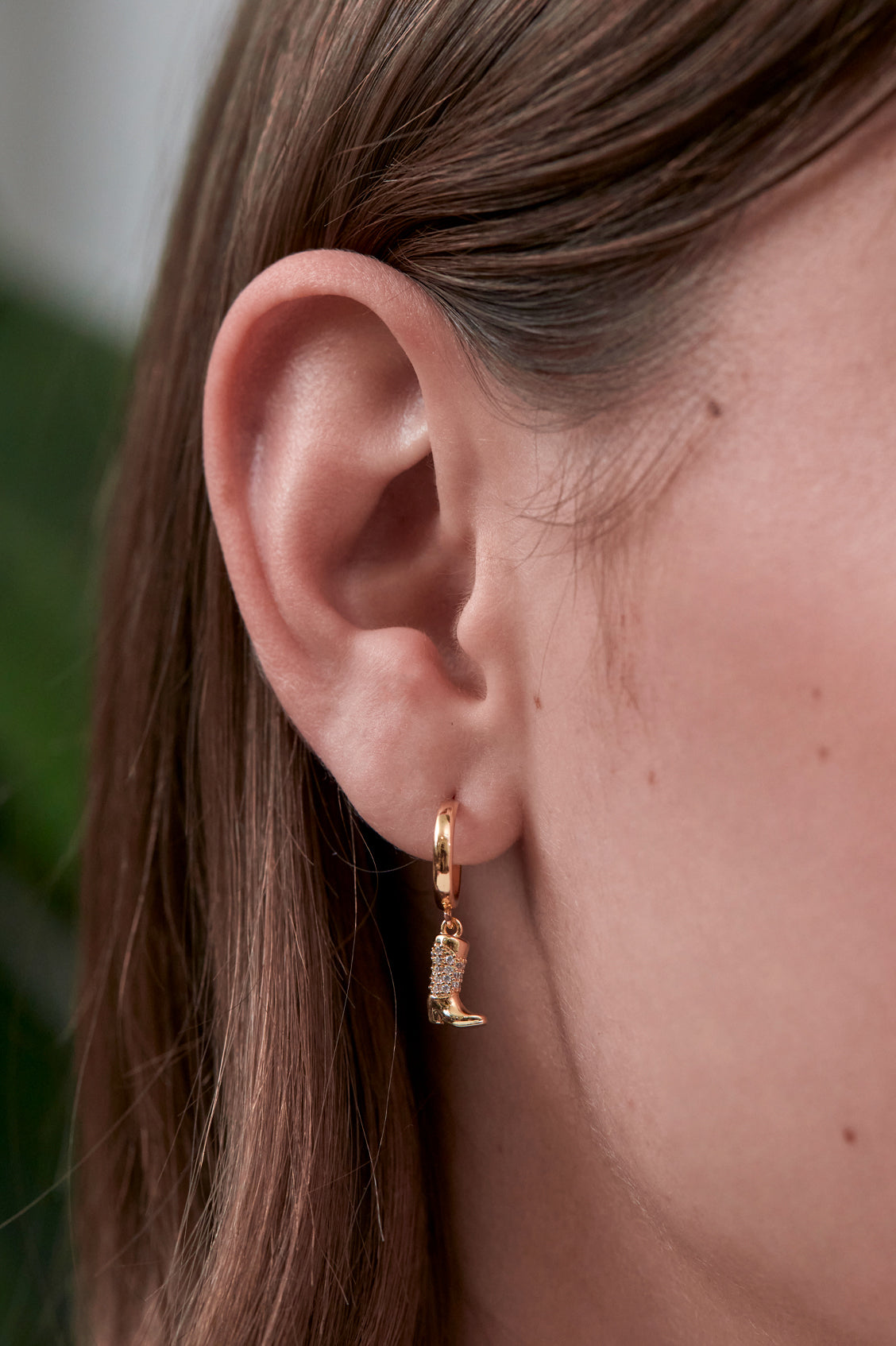 Cowboy Boot Hoop Earrings Gold Plated
