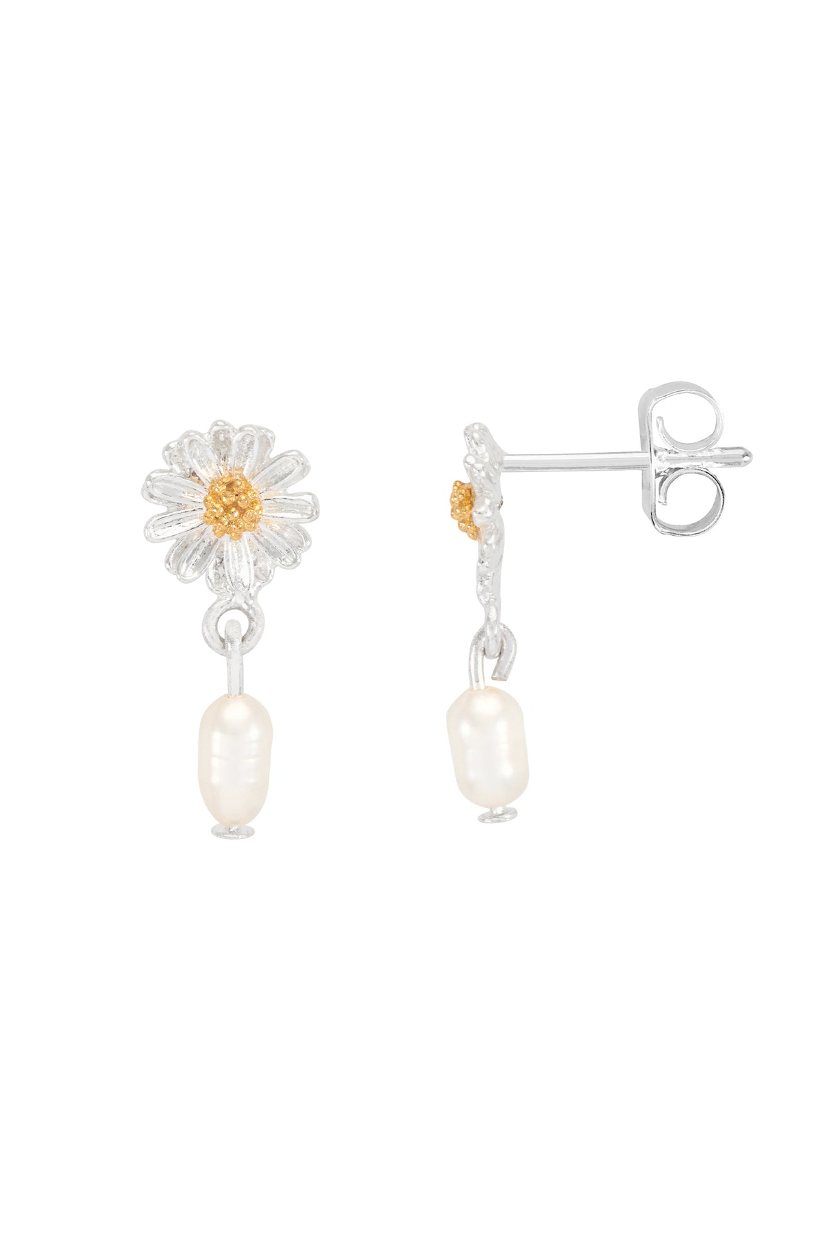 Flower Pearl Drop Studs