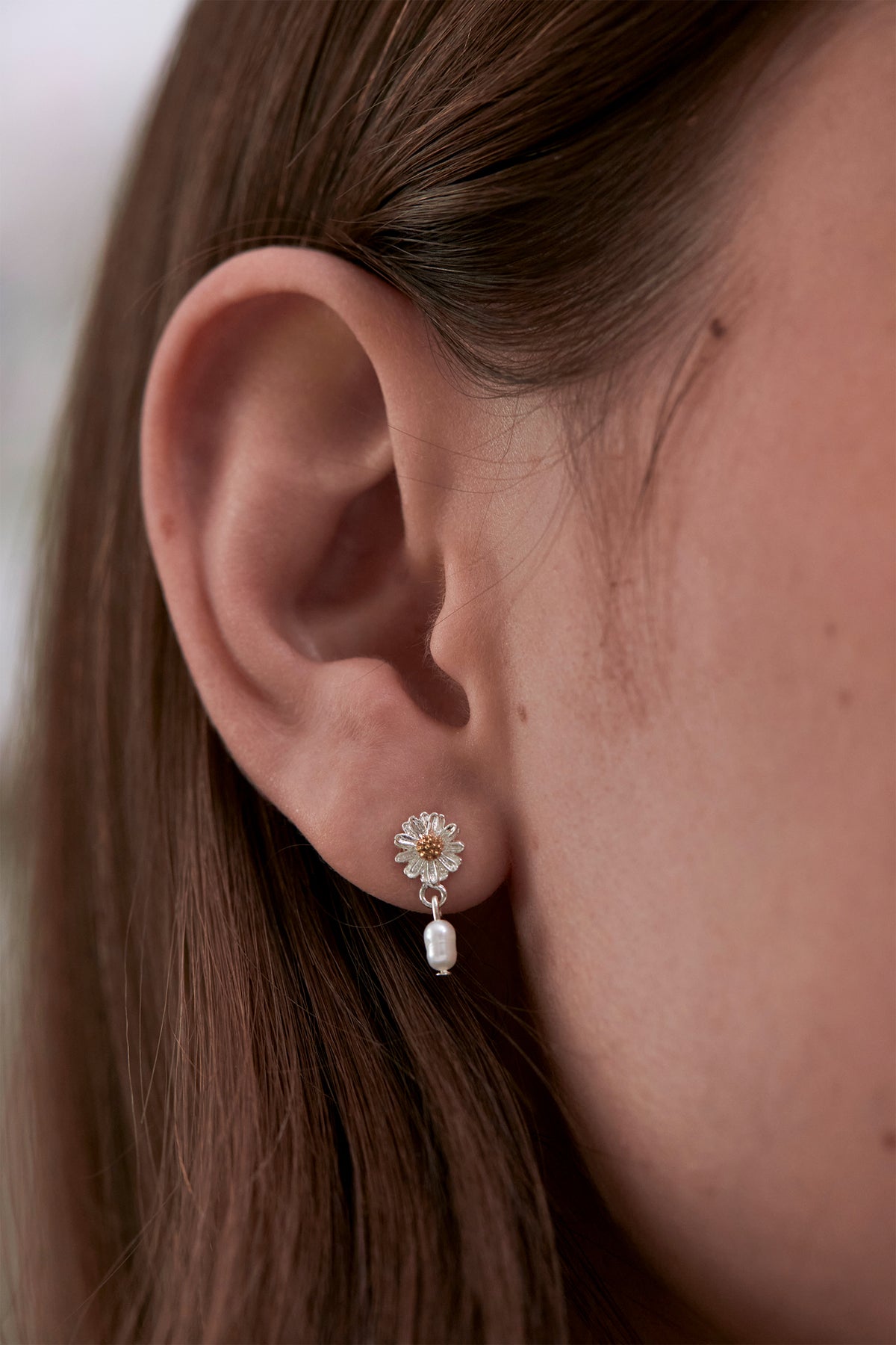 Flower Pearl Drop Studs