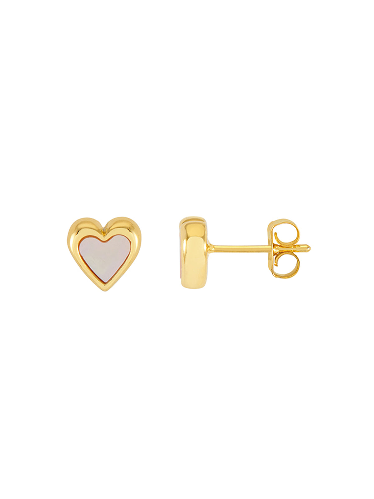 Pink Pearl Heart Stud Earrings