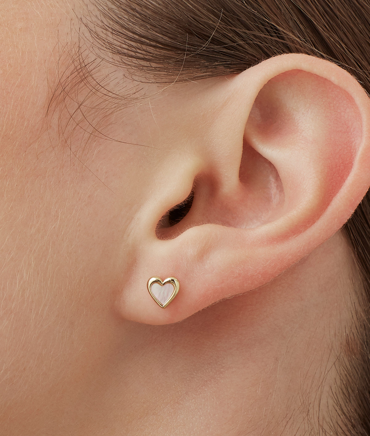 Pink Pearl Heart Stud Earrings