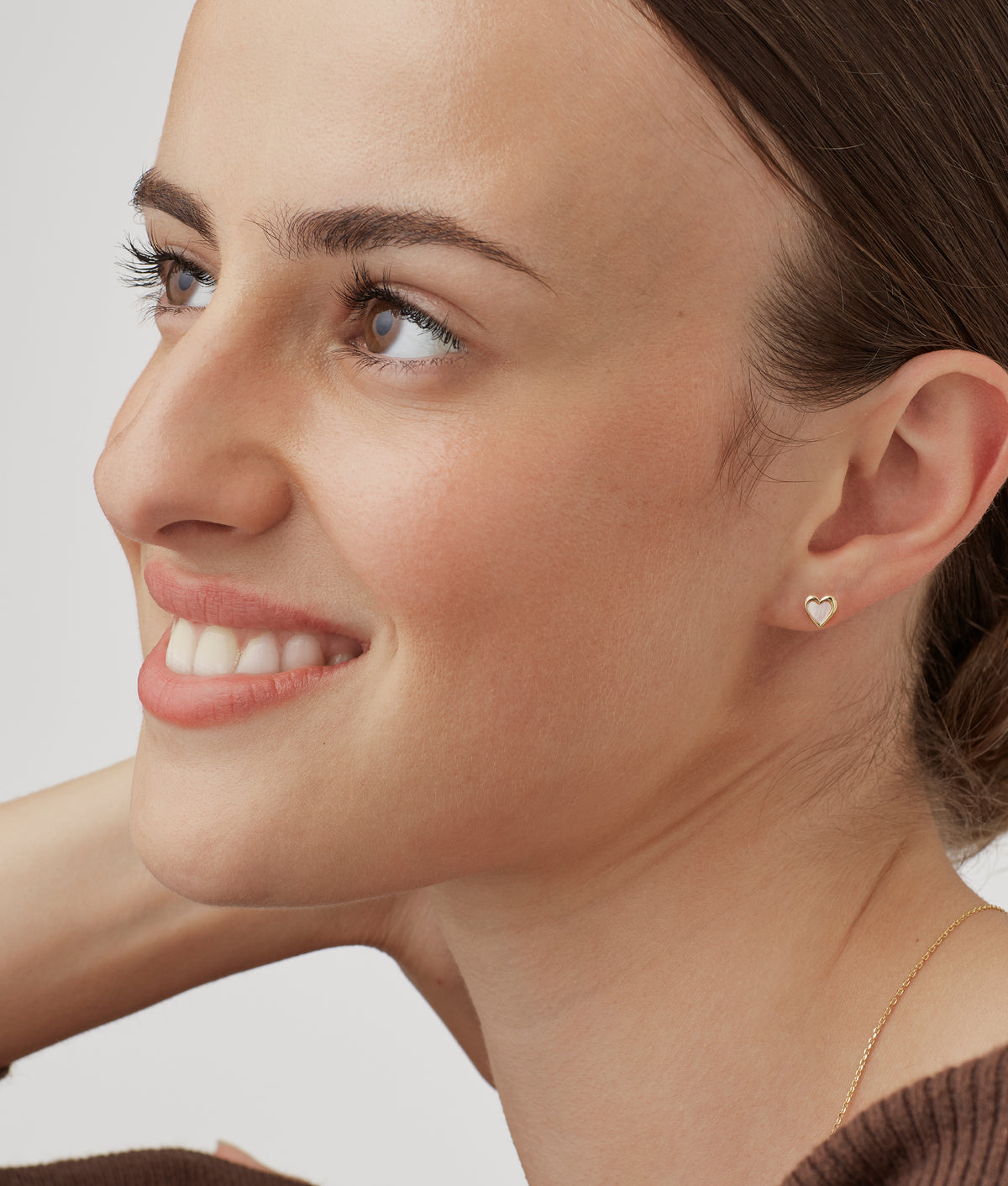 Pink Pearl Heart Stud Earrings
