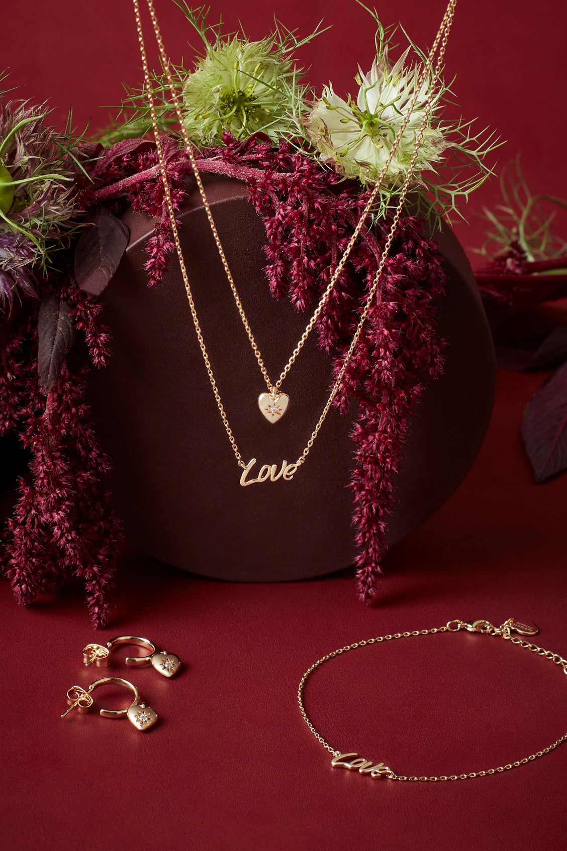 CZ Star Puffed Heart Hoop Earrings