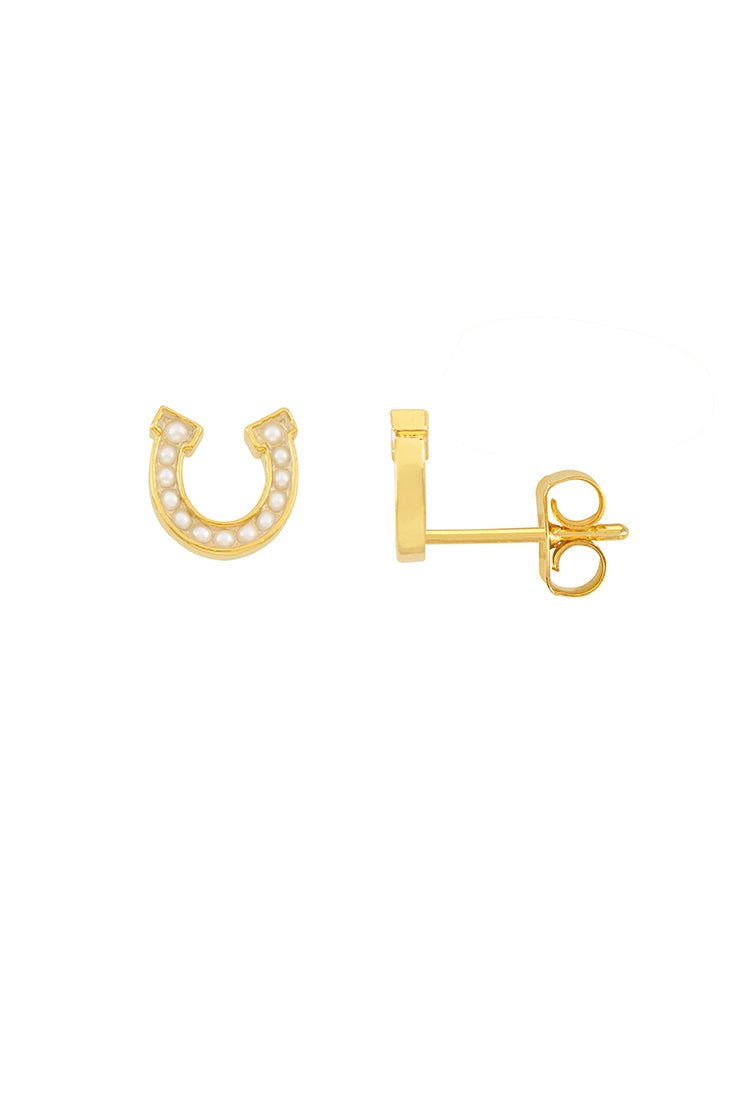 Pearl Horseshoe Stud Earrings
