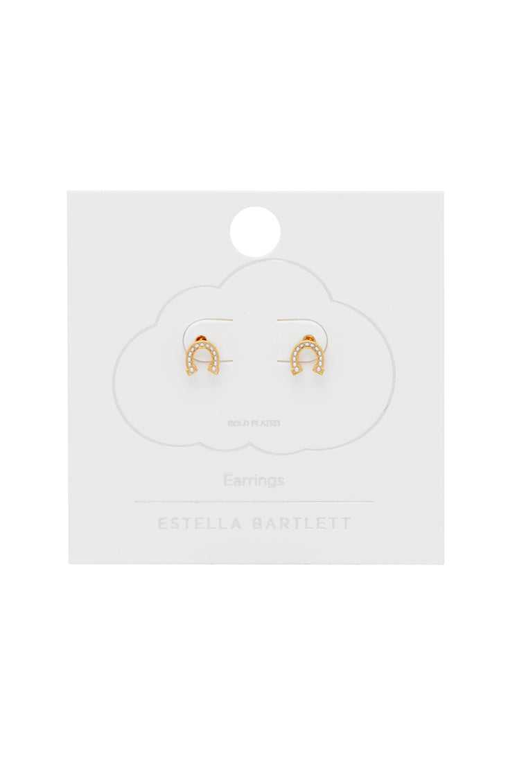 Pearl Horseshoe Stud Earrings