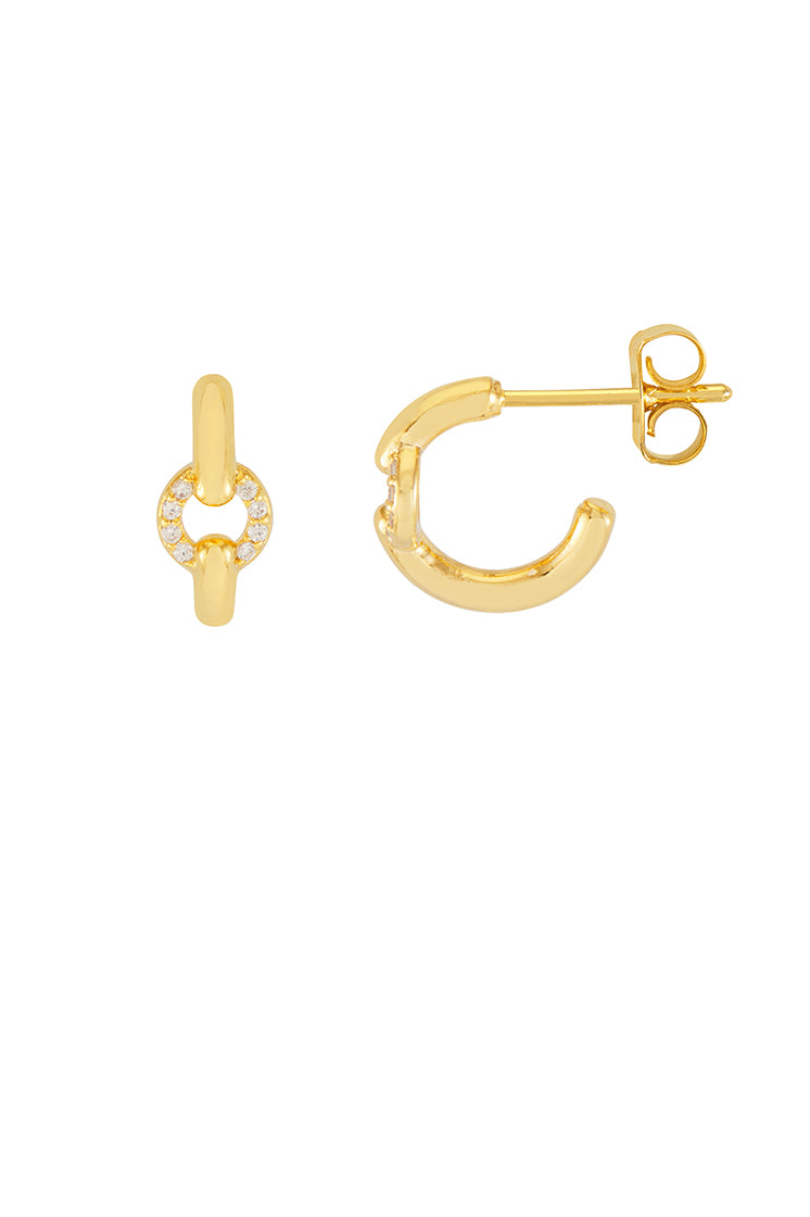 Gold Pave Circle Hoop Earrings