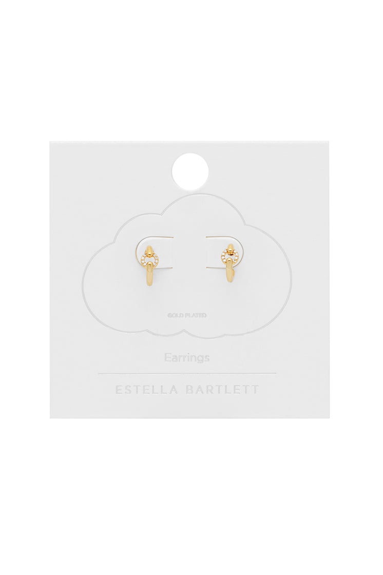 Gold Pave Circle Hoop Earrings