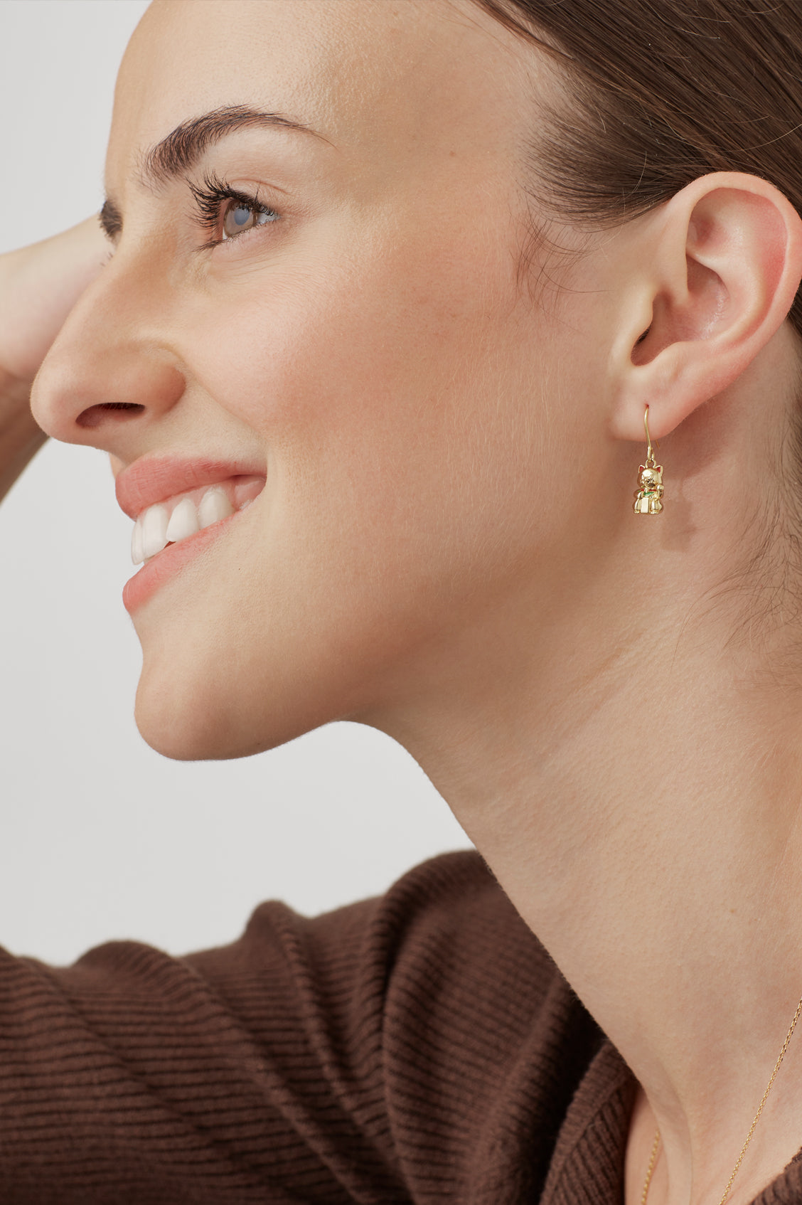 Lucky Cat Drop Hook Earrings