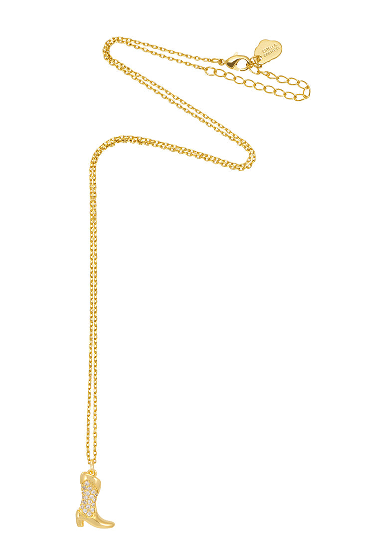 Pave Cowboy Boot Gold Plated Necklace