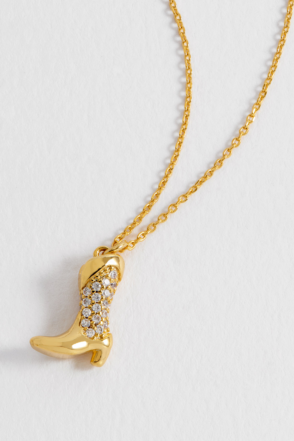 Pave Cowboy Boot Gold Plated Necklace